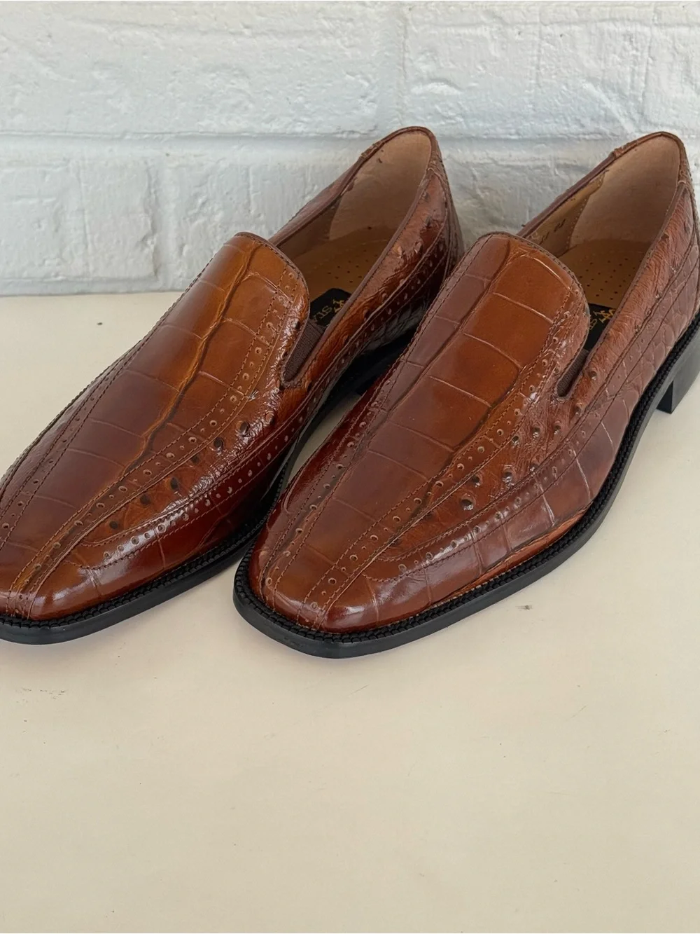 Stacy Adams Alligator Print Square Toe Loafers Men's 8
